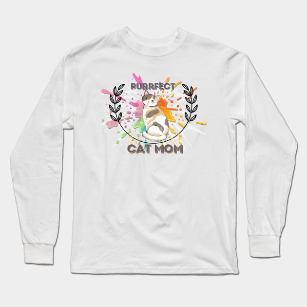 Purrfect & Cute Cat Mom Long Sleeve T-Shirt by NICHE&NICHE